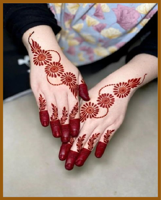 Aesthetic Circular Floral Back Hand Mehndi